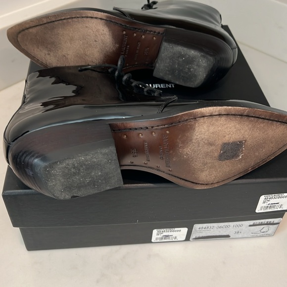 Saint Laurent Patent Calfskin Theo Lace-up  
Ankle Boots 38 1/2 - Picture 3 of 5